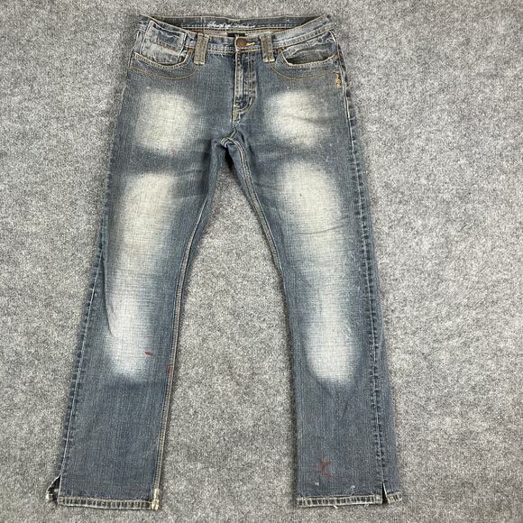 Songs of Freedom Jeans Mens Size 34 Blue Distressed Straight Leg Casual Denim - Picture 4 of 14